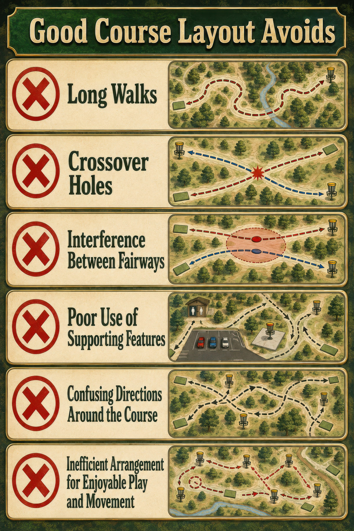 Course layout disc golf illustration