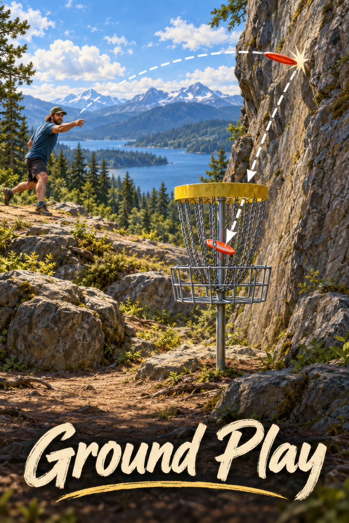 Ground play disc golf fairway strategy illustration