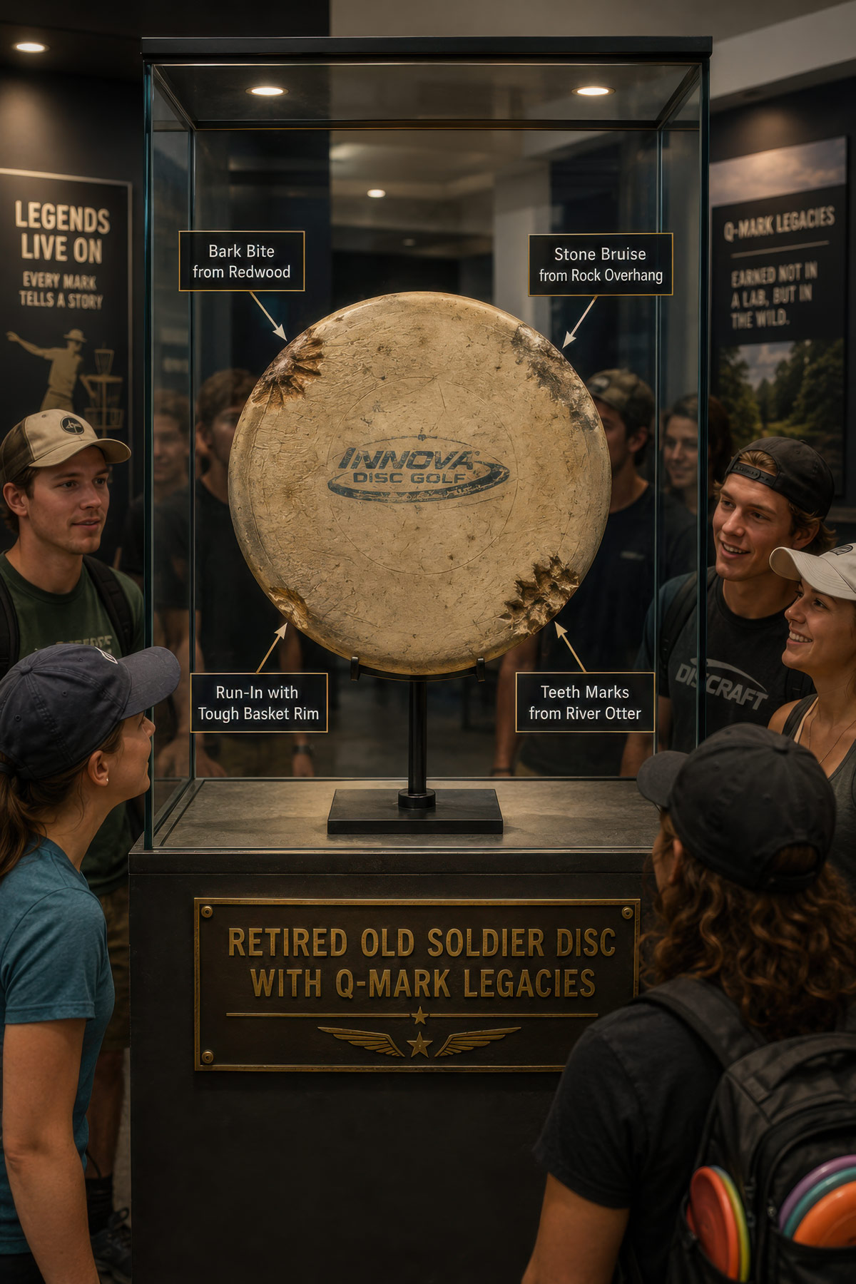 Q-Mark disc golf illustration