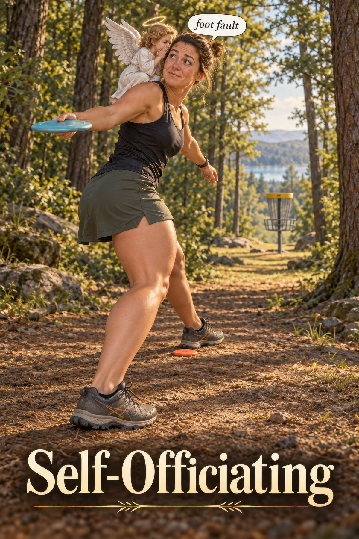 Self-Officiating disc golf illustration