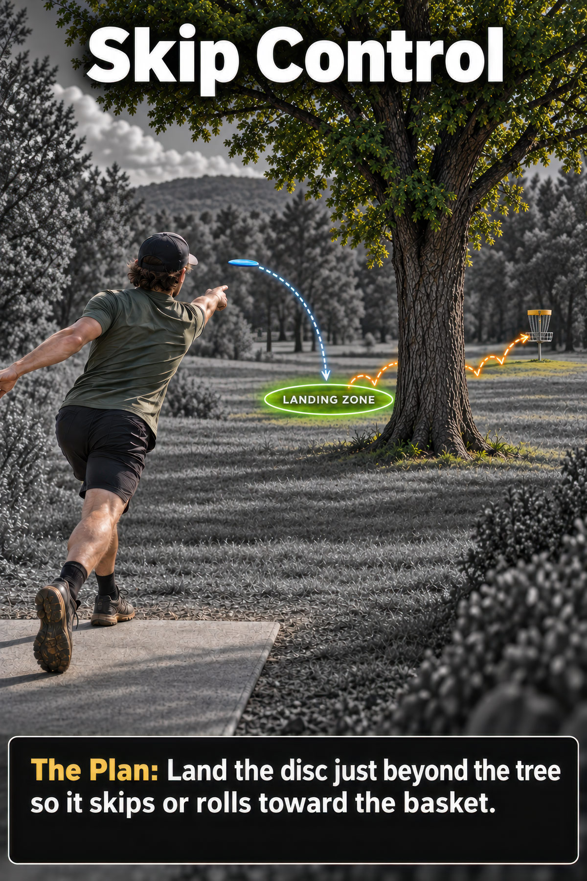 Skip control disc golf shot illustration