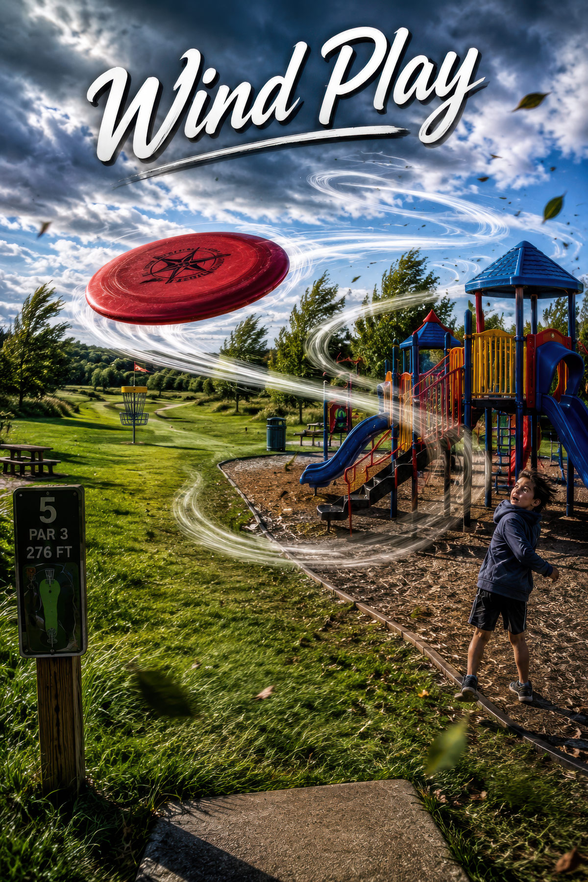 Wind play disc golf illustration